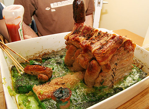 Meathouse - a puppet house made of meat